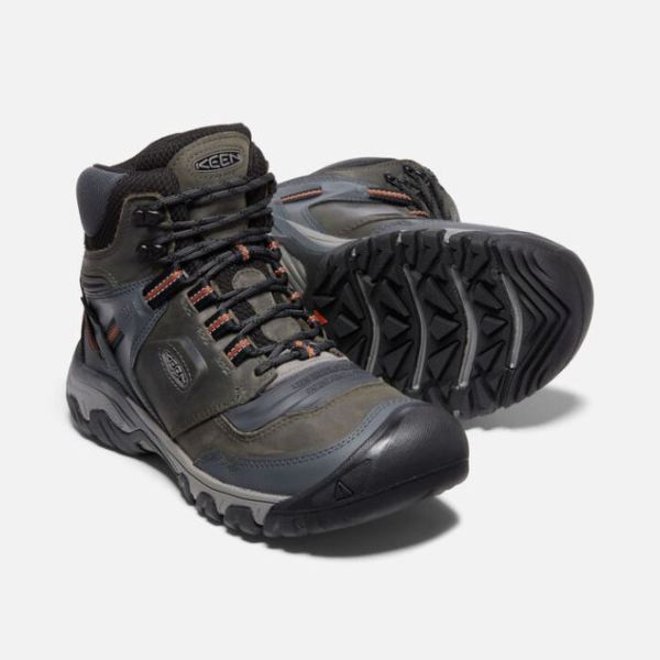 Keen Outlet Men's Ridge Flex Waterproof Boot-Steel Grey/Fossil Orange