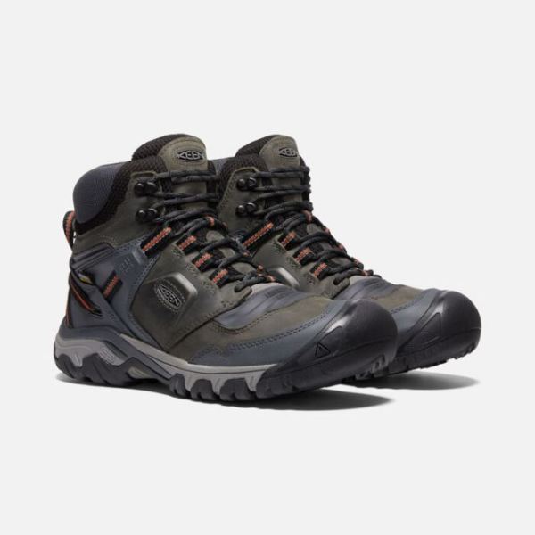 Keen Outlet Men's Ridge Flex Waterproof Boot-Steel Grey/Fossil Orange - Click Image to Close