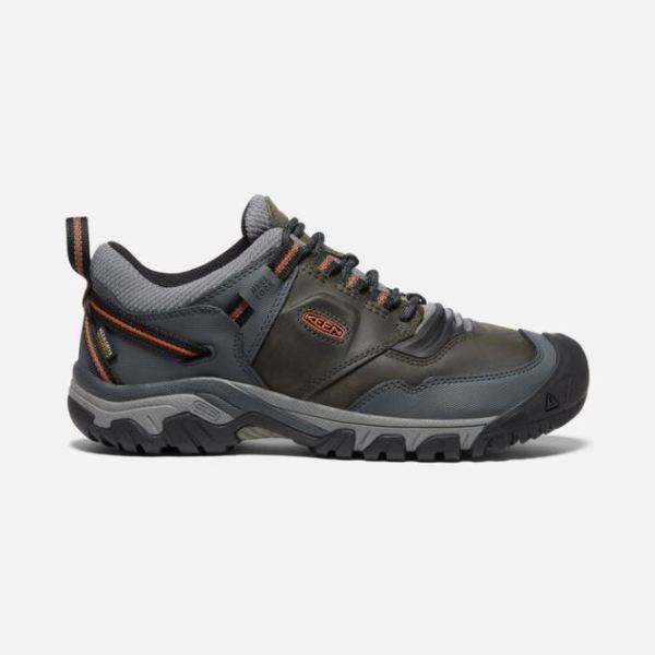 Keen Outlet Men's Ridge Flex Waterproof-Steel Grey/Fossil Orange