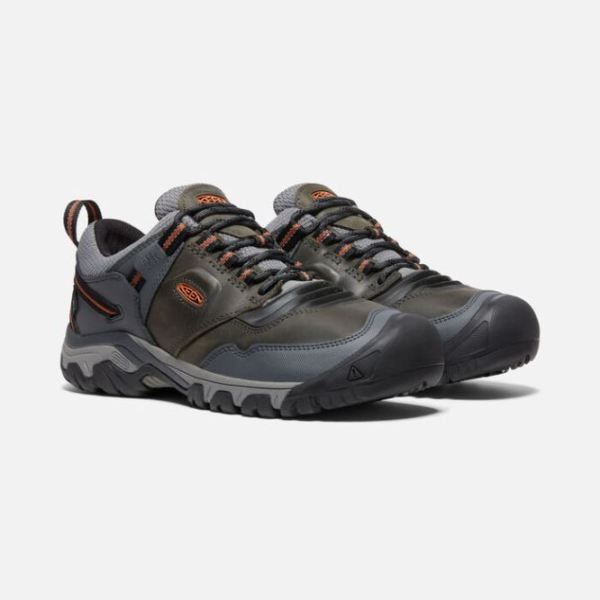 Keen Outlet Men's Ridge Flex Waterproof-Steel Grey/Fossil Orange